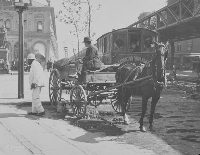 "The First Lunch Wagon, Herald Square. 1899."
